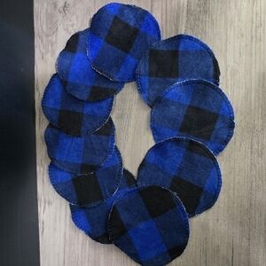 10 Pack Homemade 2ply Blue Black Plaid Reusable Facial O